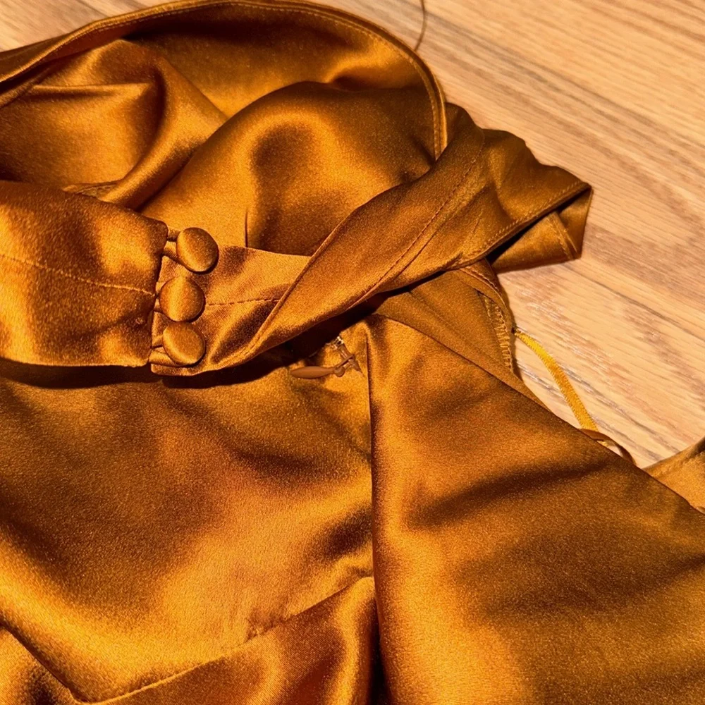 Reformation Daniela 100% silk copper maxi halter gown dress wedding fall size 8 - Picture 6 of 16